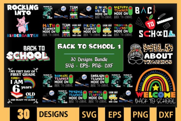 Back to School 1 Bundle SVG 30 Designs – Graphics for Crafts