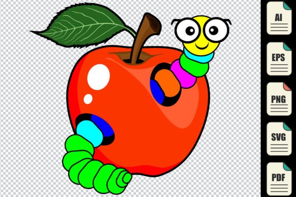 Back to School Apple with Worm Svg File: Graphics and Crafts