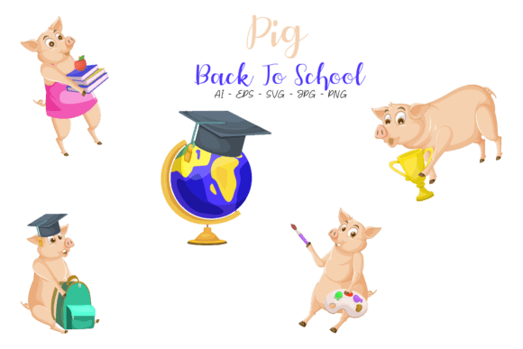 Pig Back to School Graphics