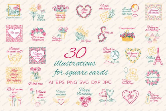 Square Cards Design 30 Vector Pictures