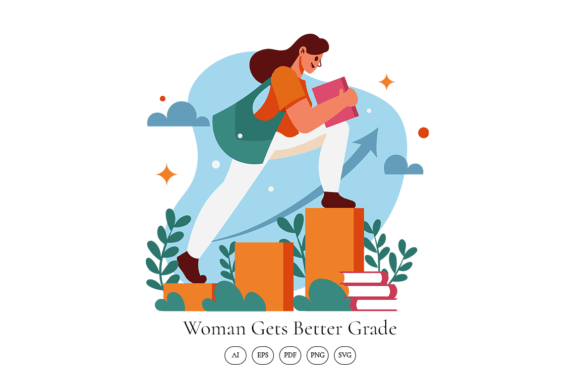 Woman Gets Better Grade Graphics and Illustrations